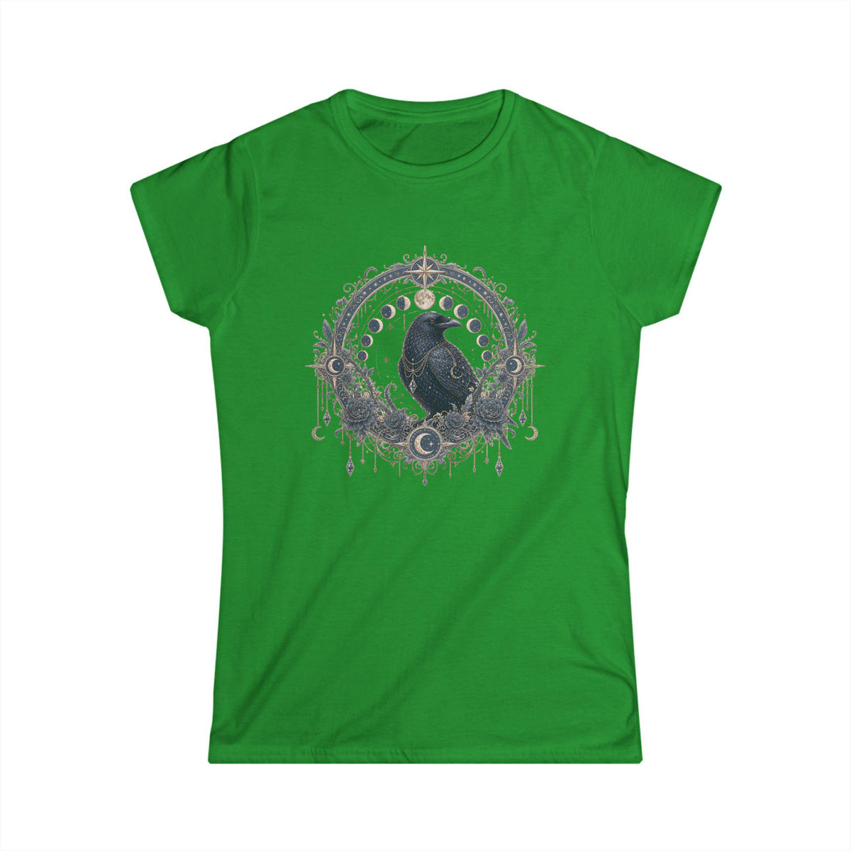 Raven Moon Goddess Tee, Ornate Celestial Crow Shirt, Gothic Witchy Gift