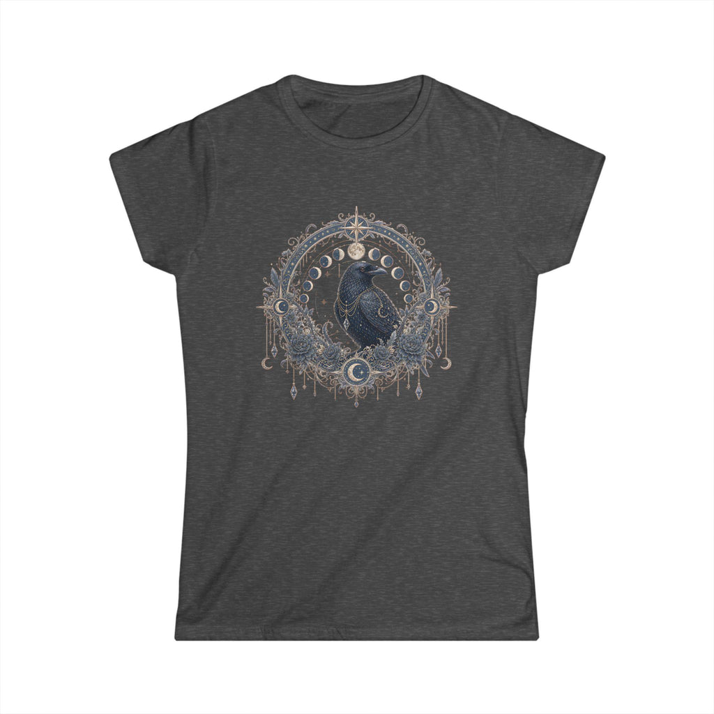 Raven Moon Goddess Tee, Ornate Celestial Crow Shirt, Gothic Witchy Gift