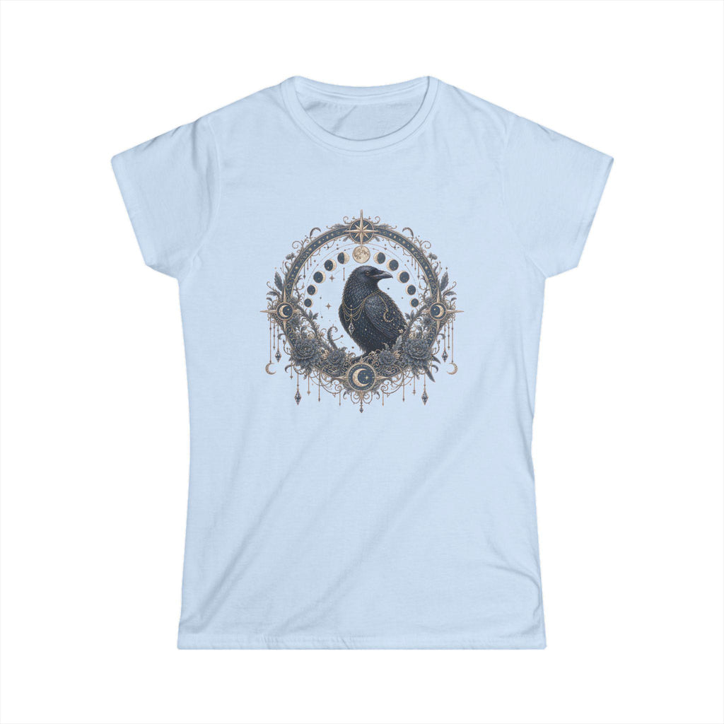 Raven Moon Goddess Tee, Ornate Celestial Crow Shirt, Gothic Witchy Gift