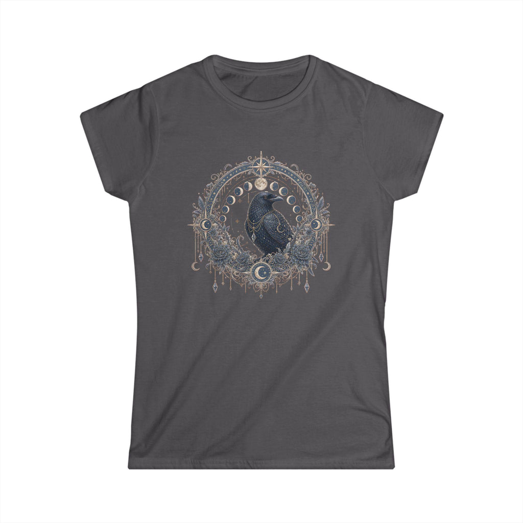Raven Moon Goddess Tee, Ornate Celestial Crow Shirt, Gothic Witchy Gift