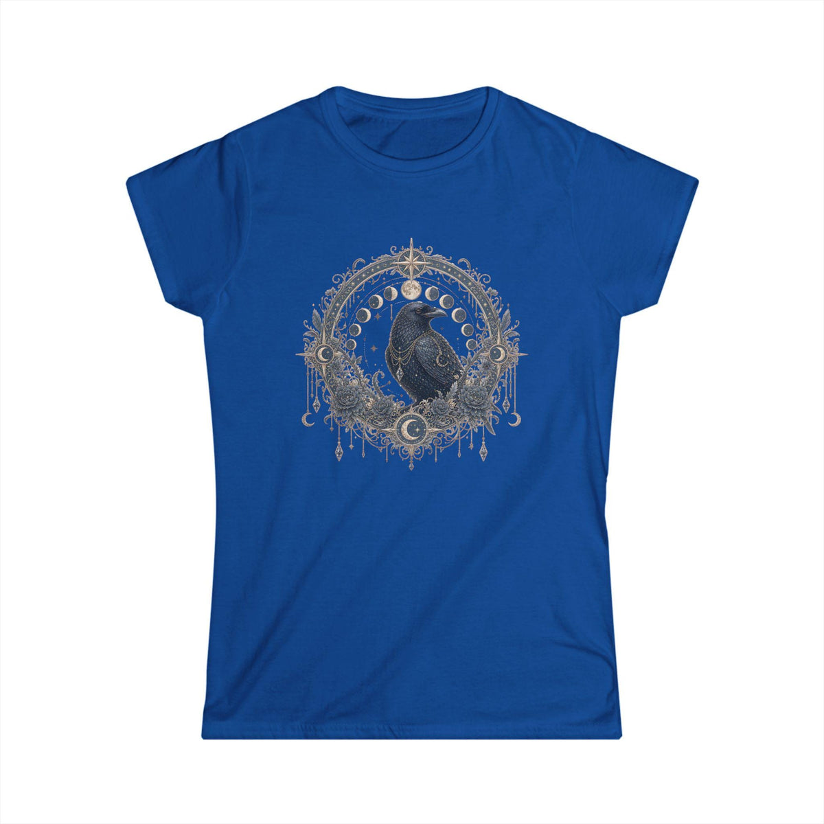 Raven Moon Goddess Tee, Ornate Celestial Crow Shirt, Gothic Witchy Gift