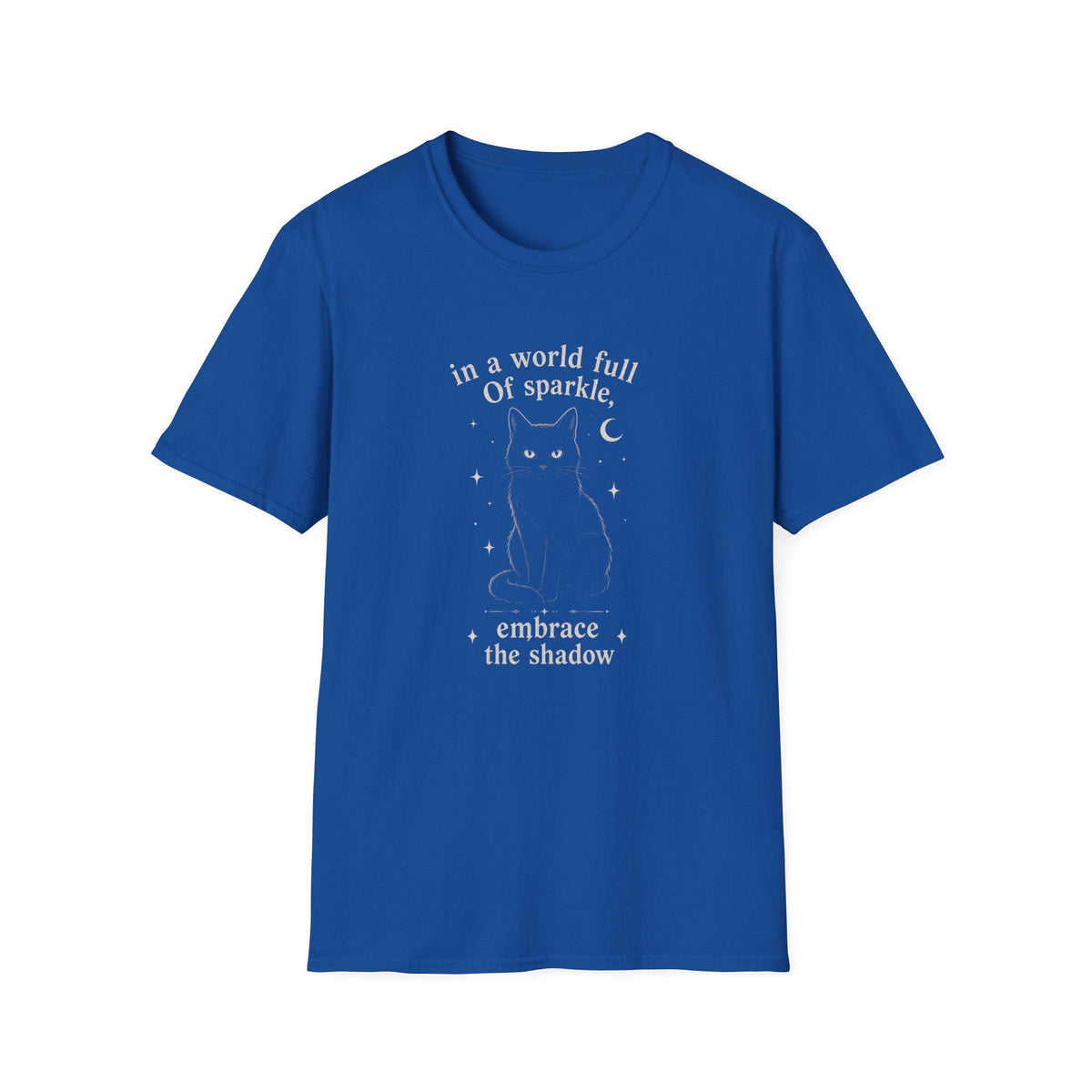 Embrace the Shadow Black Cat Tee, Witchy Moon Design, Dark Academia Gift