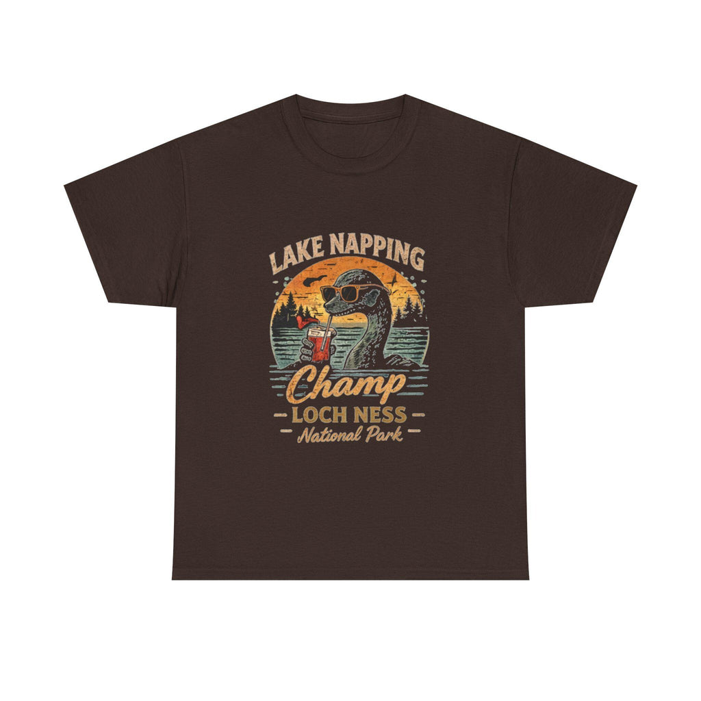 Funny Loch Ness Monster T-Shirt, Lake Napping Champ, Retro Cryptid Tee