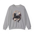 Black Cat on Jewelled Crescent Moon Sweatshirt, Celestial Witchy Art (Heavy Blend)