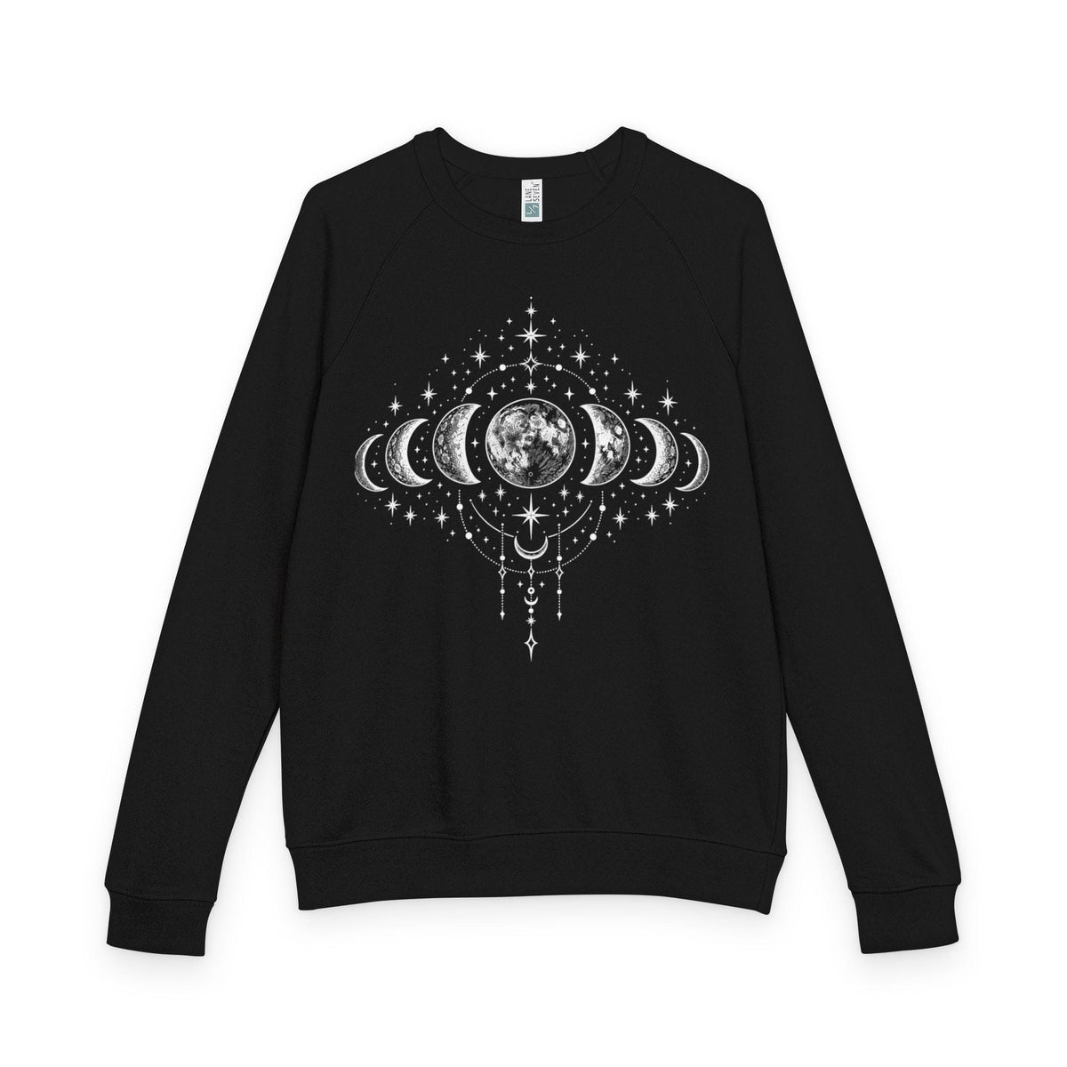 Moon Phases Raglan Sweatshirt, Celestial Lunar Cycle Crewneck, Witchy Astrology Pullover