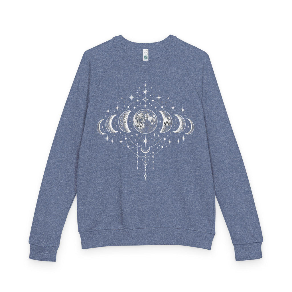 Moon Phases Raglan Sweatshirt, Celestial Lunar Cycle Crewneck, Witchy Astrology Pullover