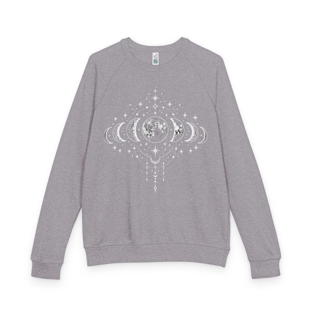 Moon Phases Raglan Sweatshirt, Celestial Lunar Cycle Crewneck, Witchy Astrology Pullover