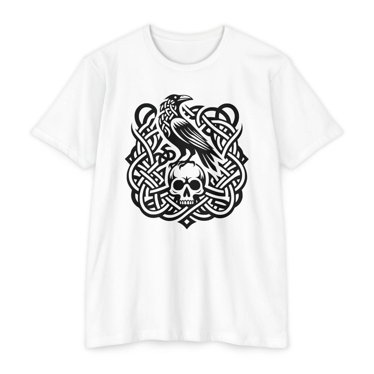 Norse Knotwork Raven Skull T-Shirt, Gothic Viking Apparel, Dark Academia Gift
