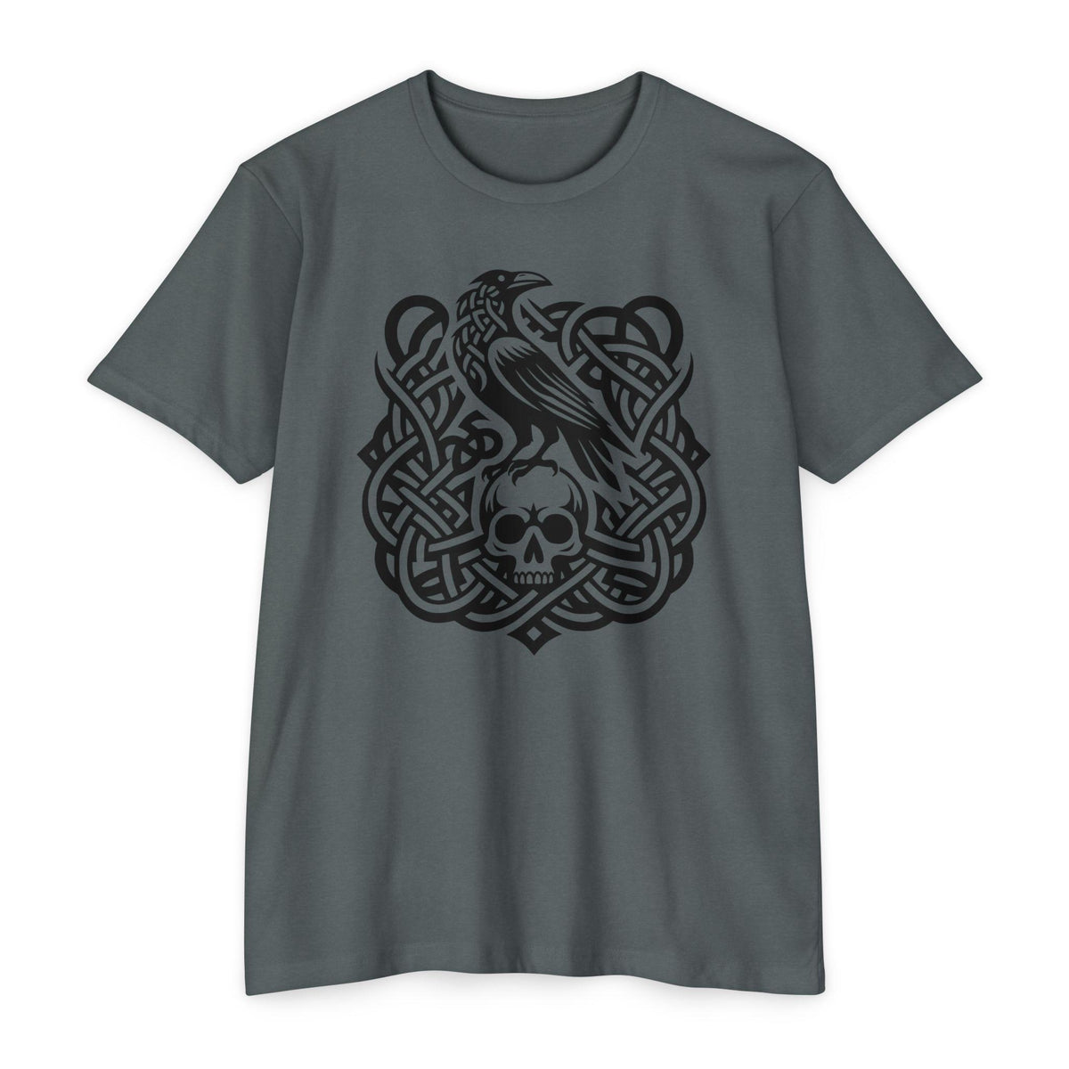 Norse Knotwork Raven Skull T-Shirt, Gothic Viking Apparel, Dark Academia Gift