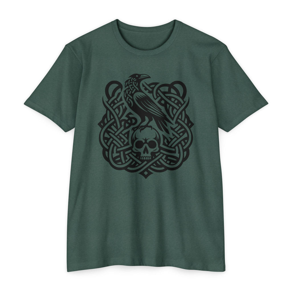 Norse Knotwork Raven Skull T-Shirt, Gothic Viking Apparel, Dark Academia Gift