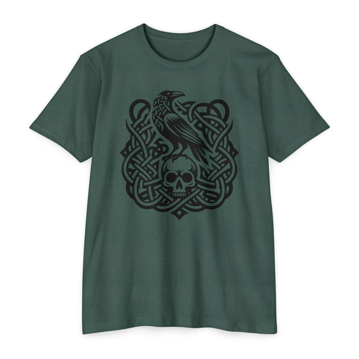 Norse Knotwork Raven Skull T-Shirt, Gothic Viking Apparel, Dark Academia Gift
