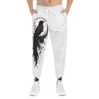 Celestial Raven Joggers, All-Over Print Crow Moon Sweatpants, Gothic Athletic Wear