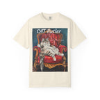Cat Butler illustration T-shirt | Regal Cat on Throne, Vintage Pet Art