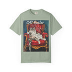Cat Butler illustration T-shirt | Regal Cat on Throne, Vintage Pet Art