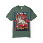 Cat Butler illustration T-shirt | Regal Cat on Throne, Vintage Pet Art
