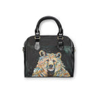 Colorful Grizzly Bear Shoulder Bag, Vegan Leather Handbag, Wildlife Art Purse