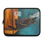 Retro Black Cat Laptop Sleeve, Whiskey Lover Gift, Neoprene Case