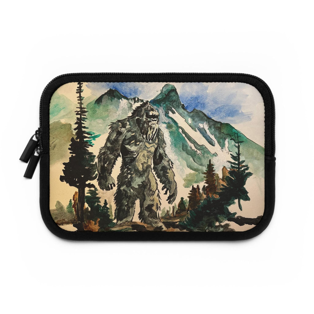 Bigfoot Laptop Sleeve, Watercolor Sasquatch Mountain Art, Neoprene Case (MacBook)