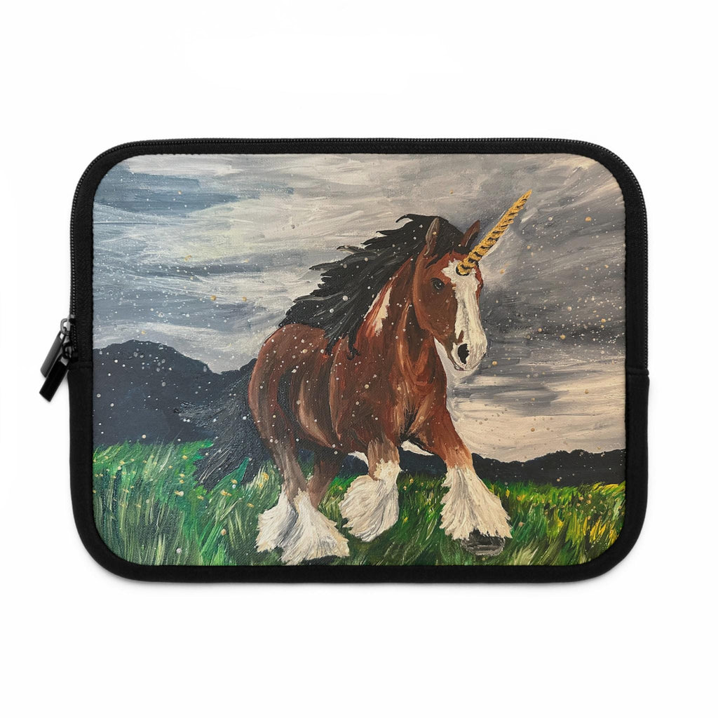 Fantasy Unicorn Draft Horse Laptop Sleeve, Magical Neoprene Case (Water-Resistant)