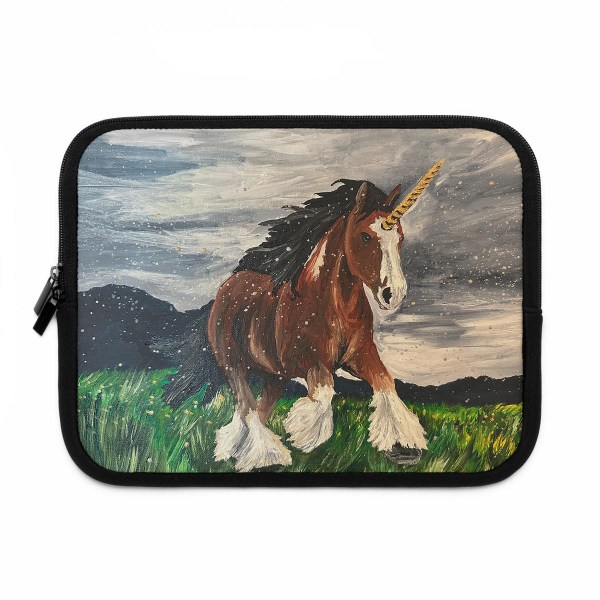 Fantasy Unicorn Draft Horse Laptop Sleeve, Magical Neoprene Case (Water-Resistant)