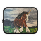 Fantasy Unicorn Draft Horse Laptop Sleeve, Magical Neoprene Case (Water-Resistant)