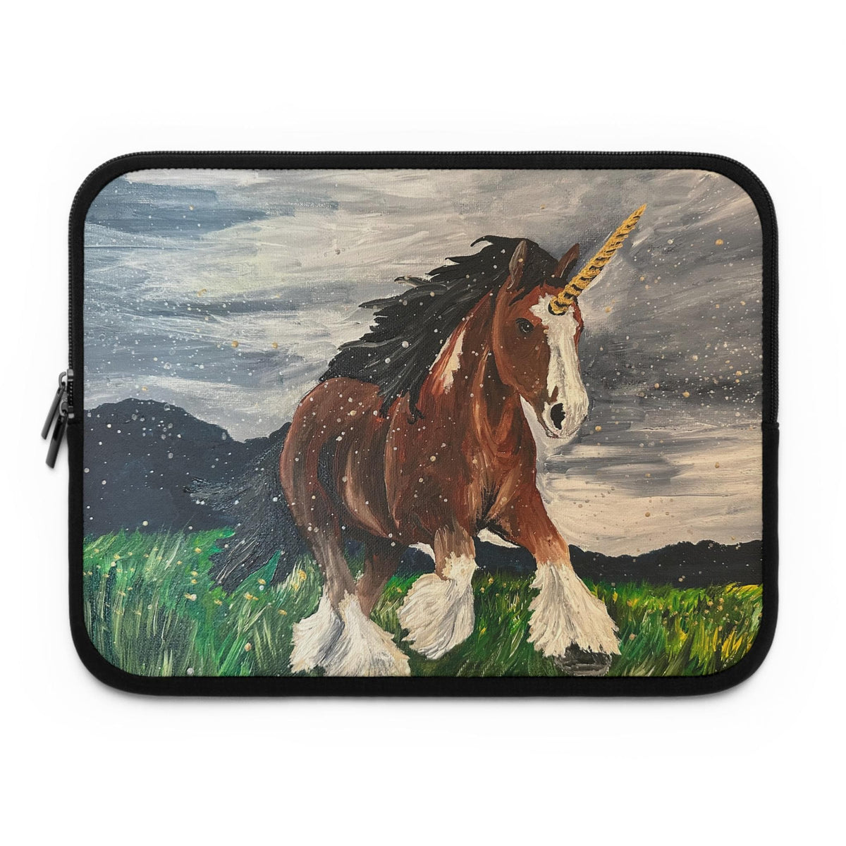 Fantasy Unicorn Draft Horse Laptop Sleeve, Magical Neoprene Case (Water-Resistant)