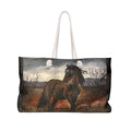 Dark Bay Horse Moorland Art Weekender Bag, Oversized Rope Handle Tote (24"x13")