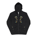 Norse Dragon Zip-Up Hoodie, Stained Glass Twin Serpents, Viking Fleece Jacket