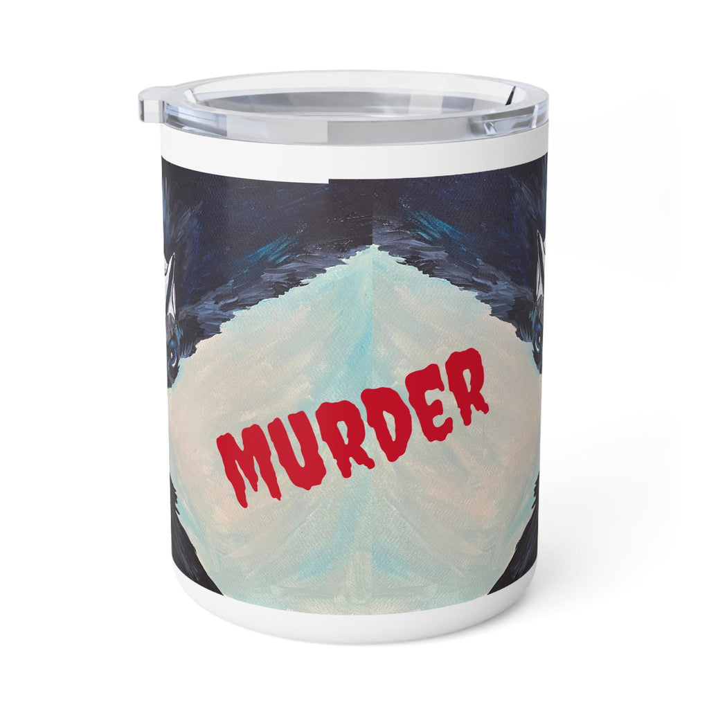 Murder of Crows Insulated Coffee Mug 10oz, Crow Art Travel Tumbler, Gothic Raven Gift for Corvid Lover, Dark Academia Cup