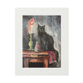 Black Cat Candle Art Print, Gothic Still Life, Dark Academia Home Decor (Matted Fine Art Print)