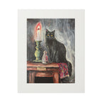 Black Cat Candle Art Print, Gothic Still Life, Dark Academia Home Decor (Matted Fine Art Print)