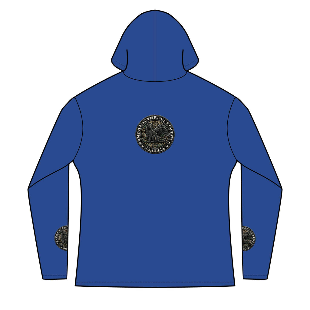 Three Ravens Norse Hoodie, Viking Knotwork, Runic Split V-Neck Top (Tri-Blend)