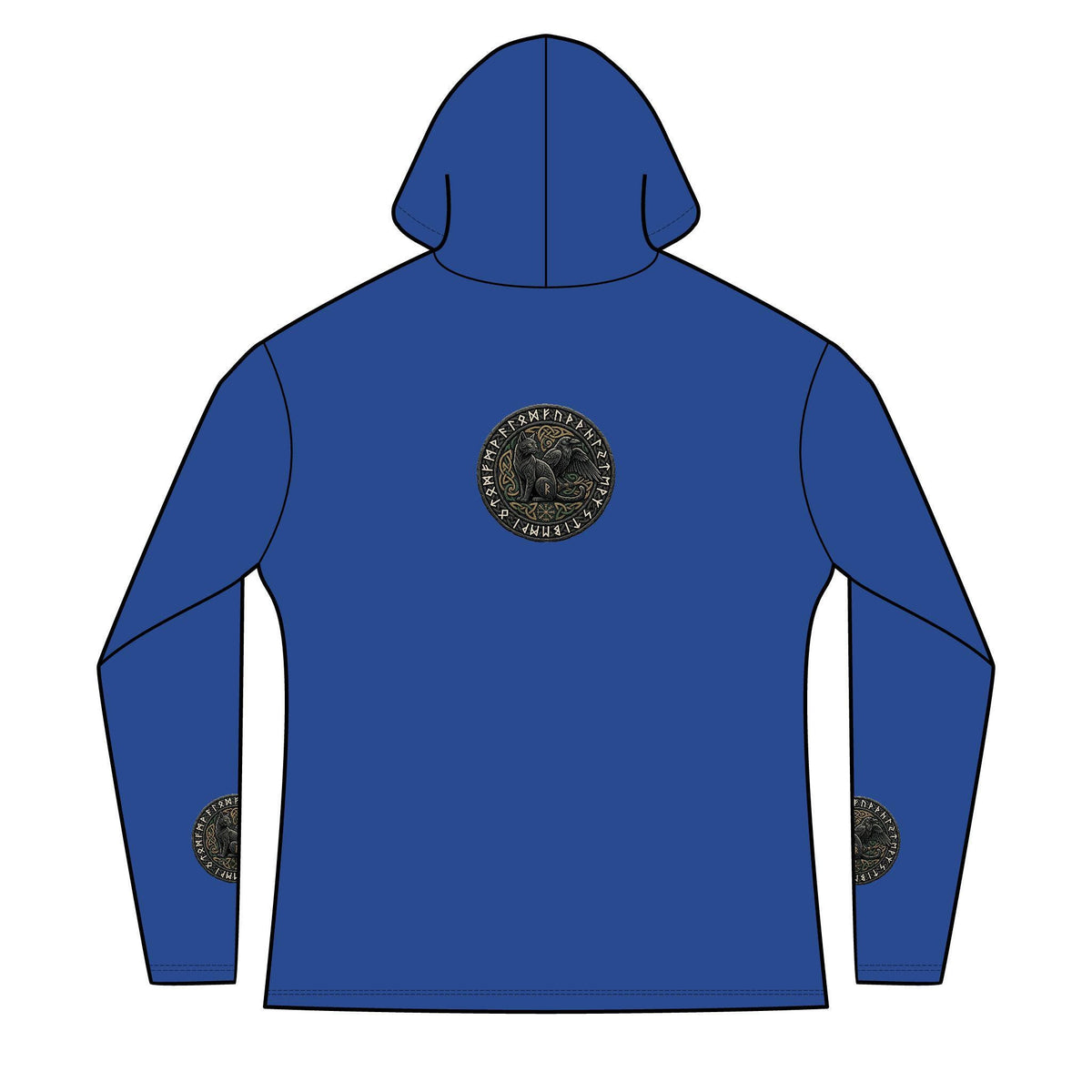 Three Ravens Norse Hoodie, Viking Knotwork, Runic Split V-Neck Top (Tri-Blend)