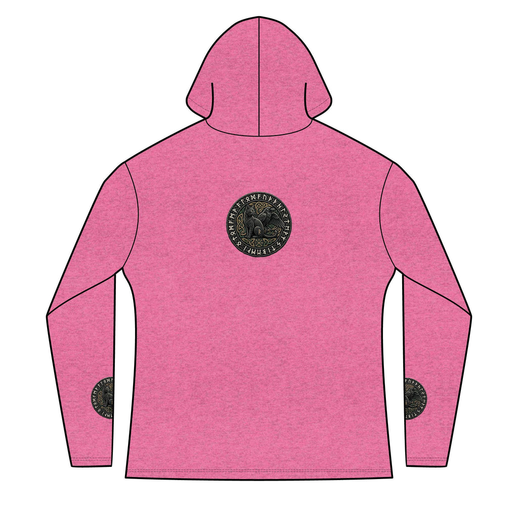 Three Ravens Norse Hoodie, Viking Knotwork, Runic Split V-Neck Top (Tri-Blend)