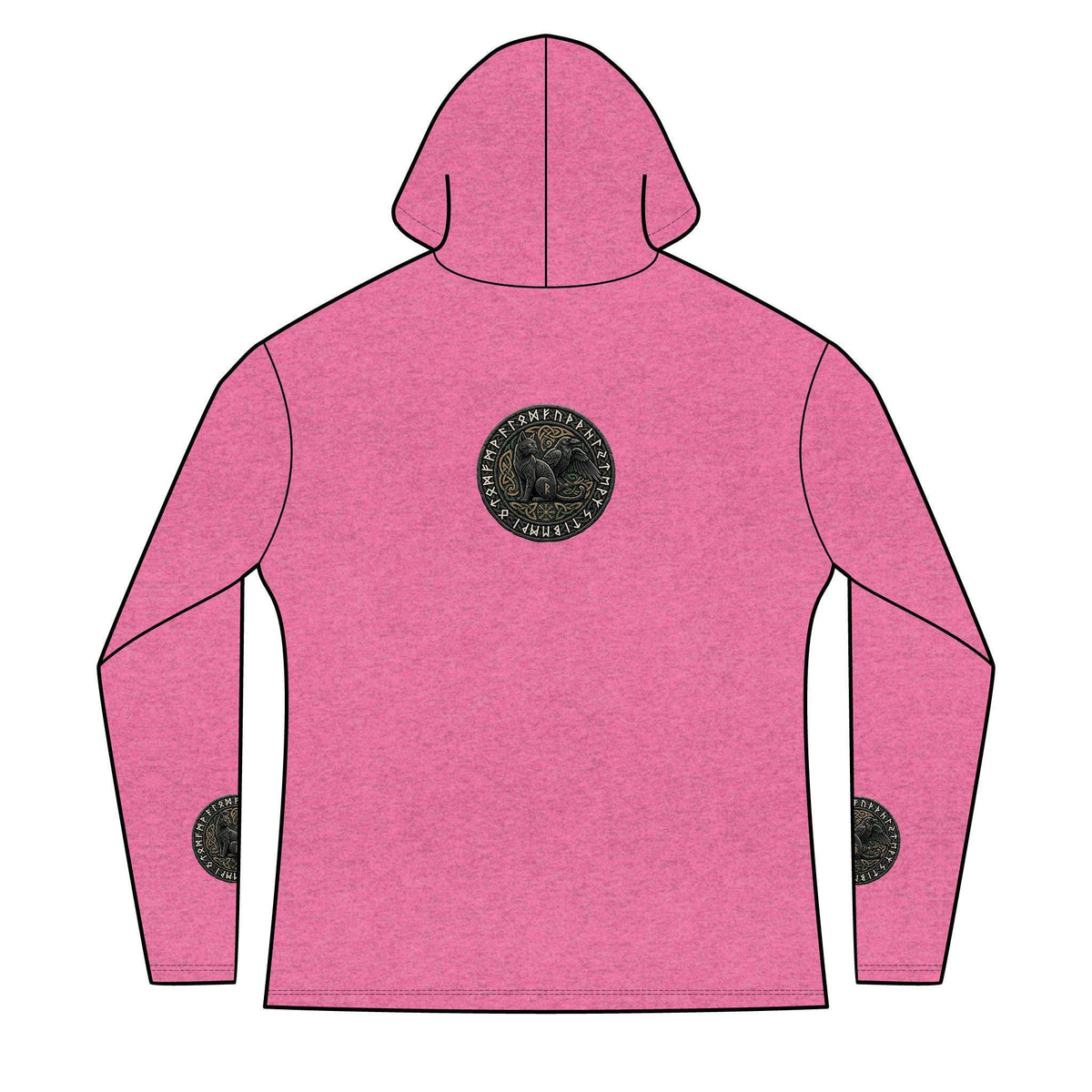 Three Ravens Norse Hoodie, Viking Knotwork, Runic Split V-Neck Top (Tri-Blend)