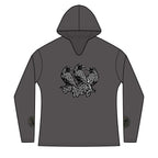 Three Ravens Norse Hoodie, Viking Knotwork, Runic Split V-Neck Top (Tri-Blend)