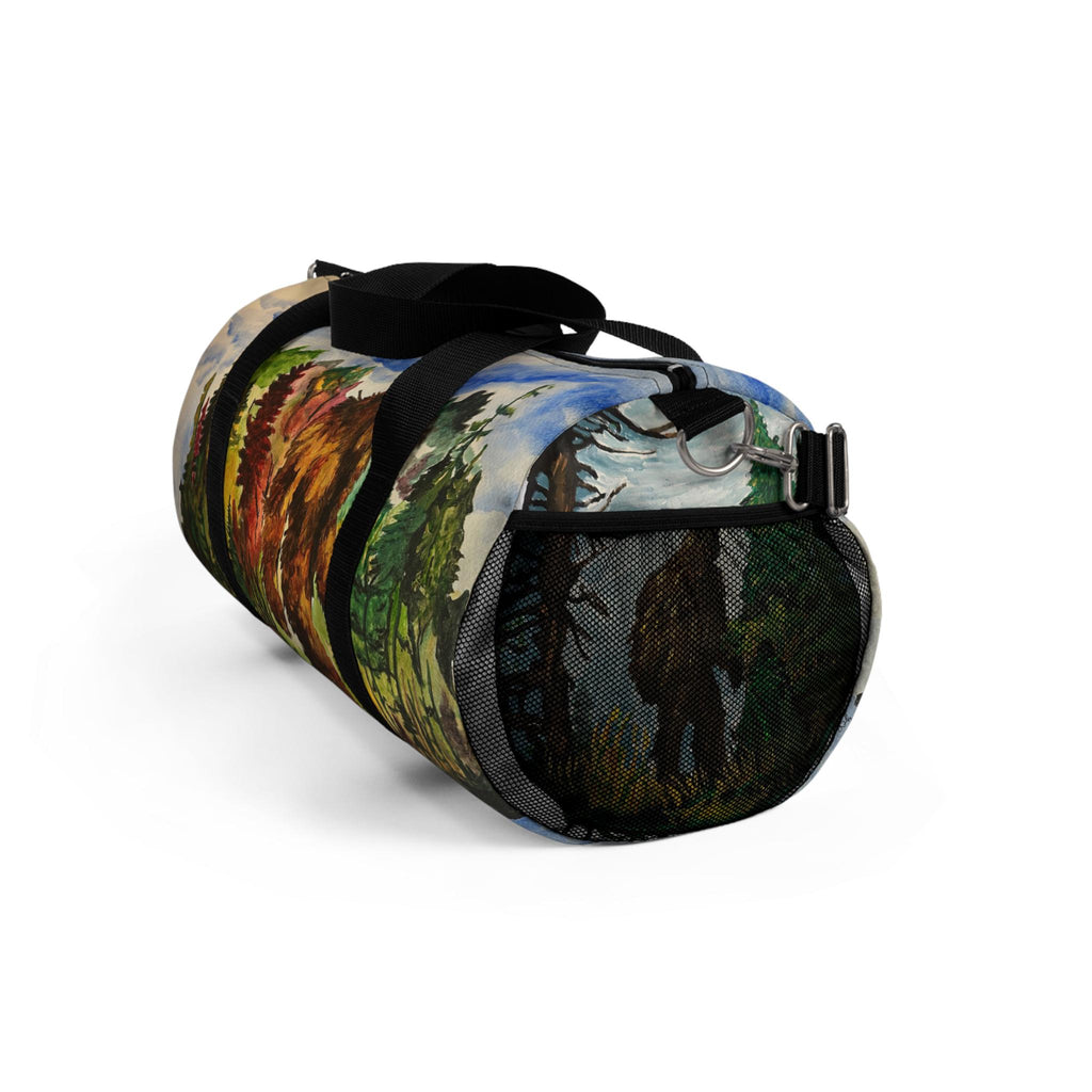 Bigfoot Watercolor Duffel Bag, Autumn Forest Gym Holdall, Cryptid Travel Bag