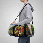 Bigfoot Watercolor Duffel Bag, Autumn Forest Gym Holdall, Cryptid Travel Bag