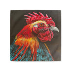 Painted Rooster Cotton Twill Napkin, Farmhouse Table Linen, Chicken Lover Gift