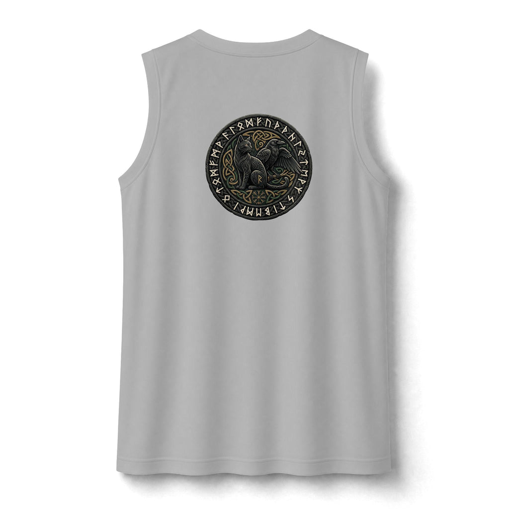 Three Ravens Norse Knotwork Tank Top, Moisture Wicking Gym Tee (Viking Design)