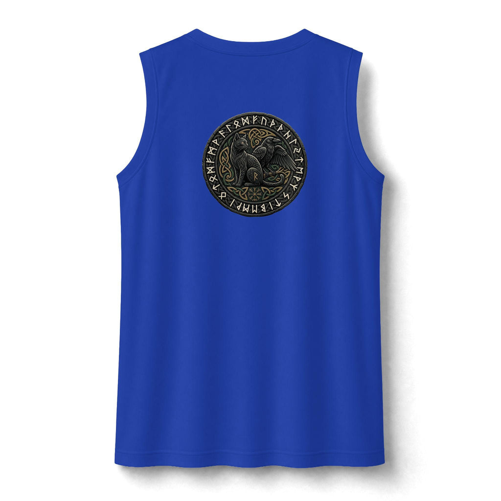 Three Ravens Norse Knotwork Tank Top, Moisture Wicking Gym Tee (Viking Design)