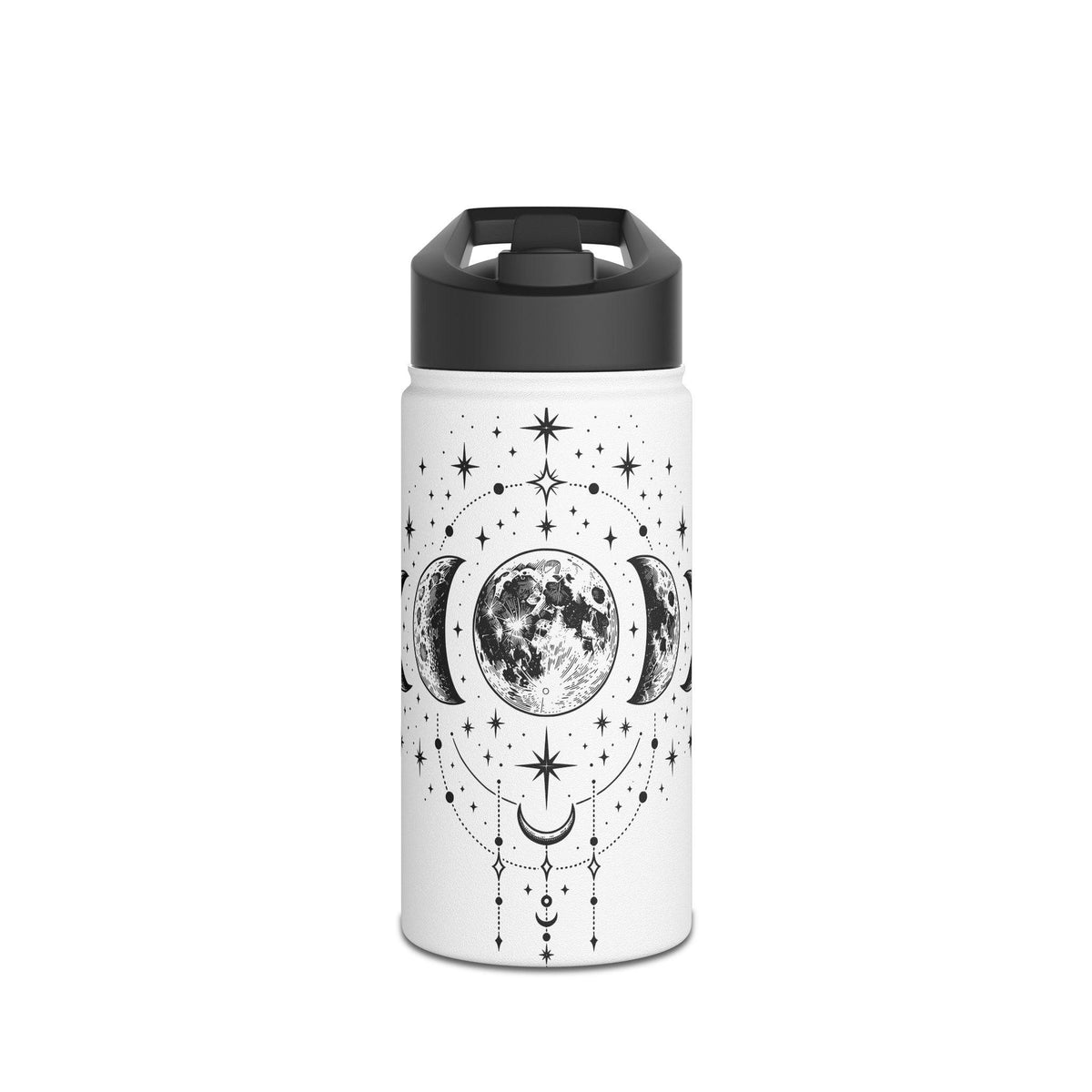 Triple Moon Phase Water Bottle | Celestial Stainless Steel Tumbler with Straw Lid