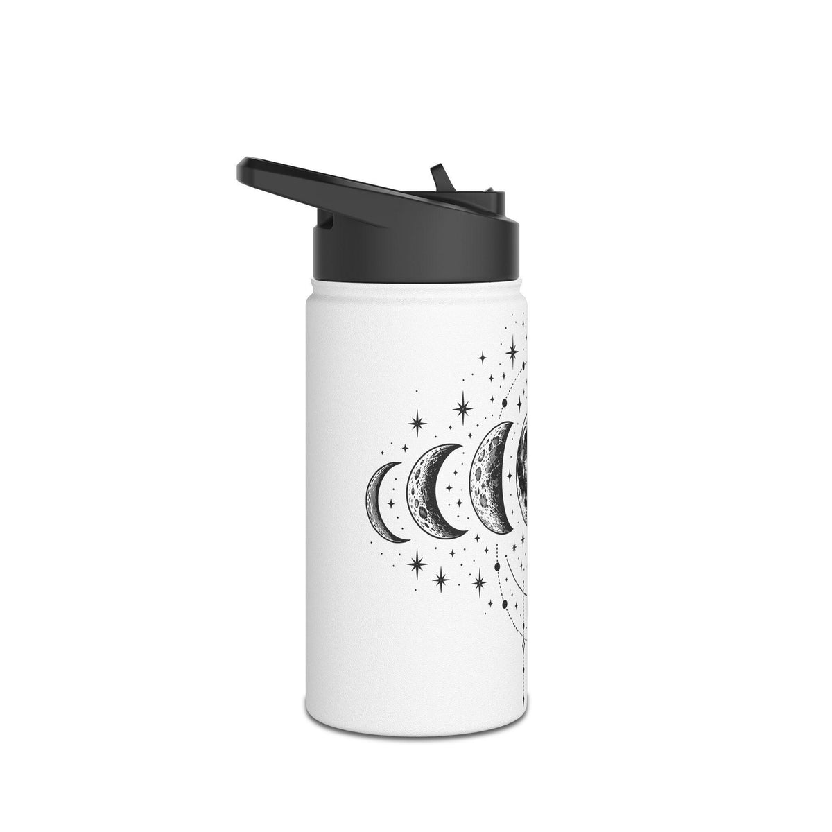 Triple Moon Phase Water Bottle | Celestial Stainless Steel Tumbler with Straw Lid