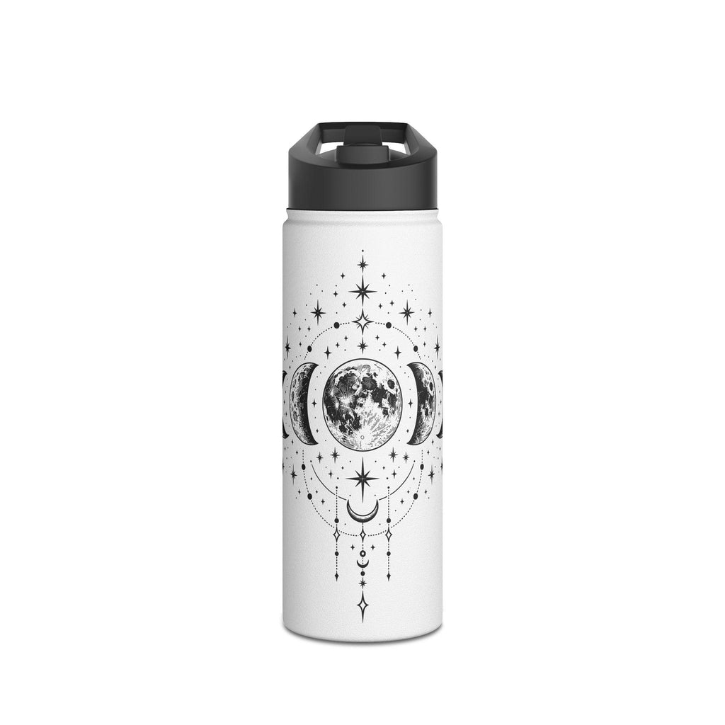 Triple Moon Phase Water Bottle | Celestial Stainless Steel Tumbler with Straw Lid