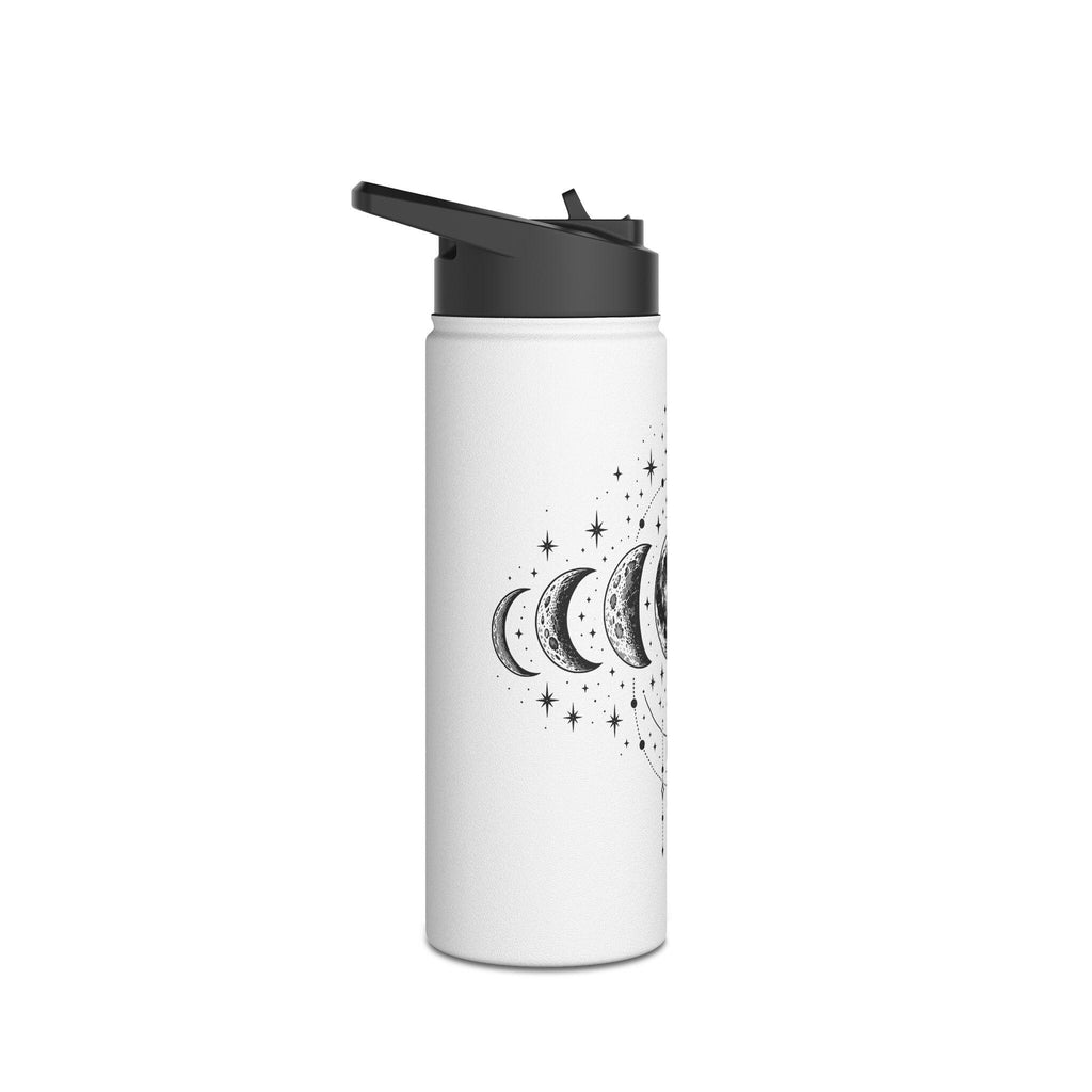 Triple Moon Phase Water Bottle | Celestial Stainless Steel Tumbler with Straw Lid