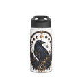 Celestial Raven Stainless Steel Water Bottle | Moon Phases, Gothic Astrology