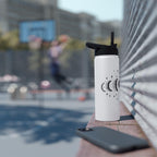 Triple Moon Phase Water Bottle | Celestial Stainless Steel Tumbler with Straw Lid