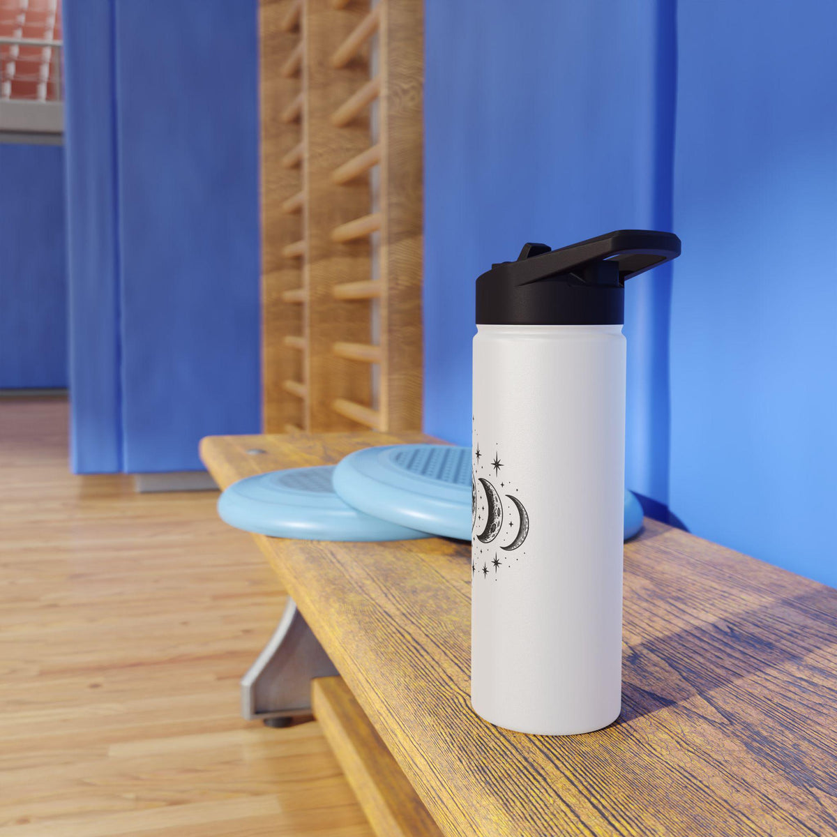 Triple Moon Phase Water Bottle | Celestial Stainless Steel Tumbler with Straw Lid