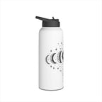 Triple Moon Phase Water Bottle | Celestial Stainless Steel Tumbler with Straw Lid