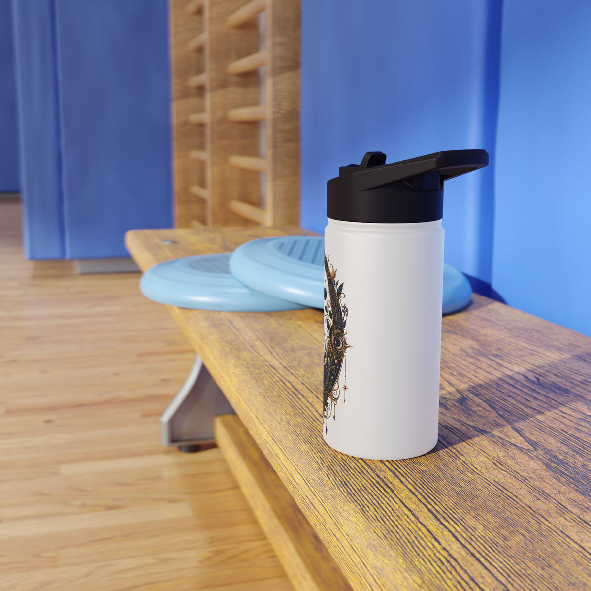 Celestial Raven Stainless Steel Water Bottle | Moon Phases, Gothic Astrology
